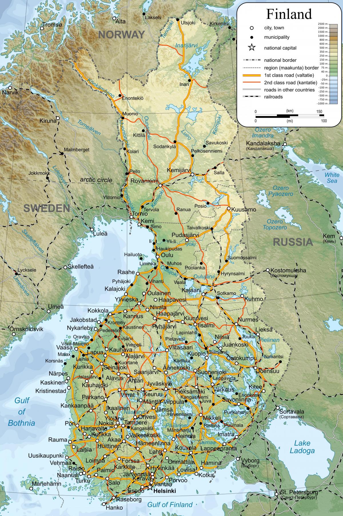 Mapa detaljne mapu Finska