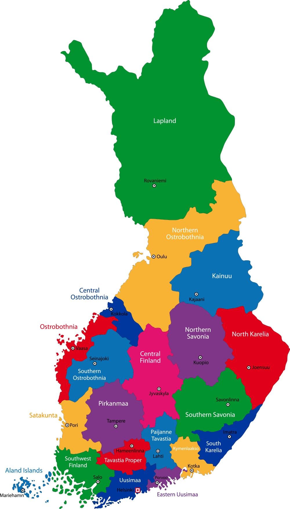 Finska provincije mapu