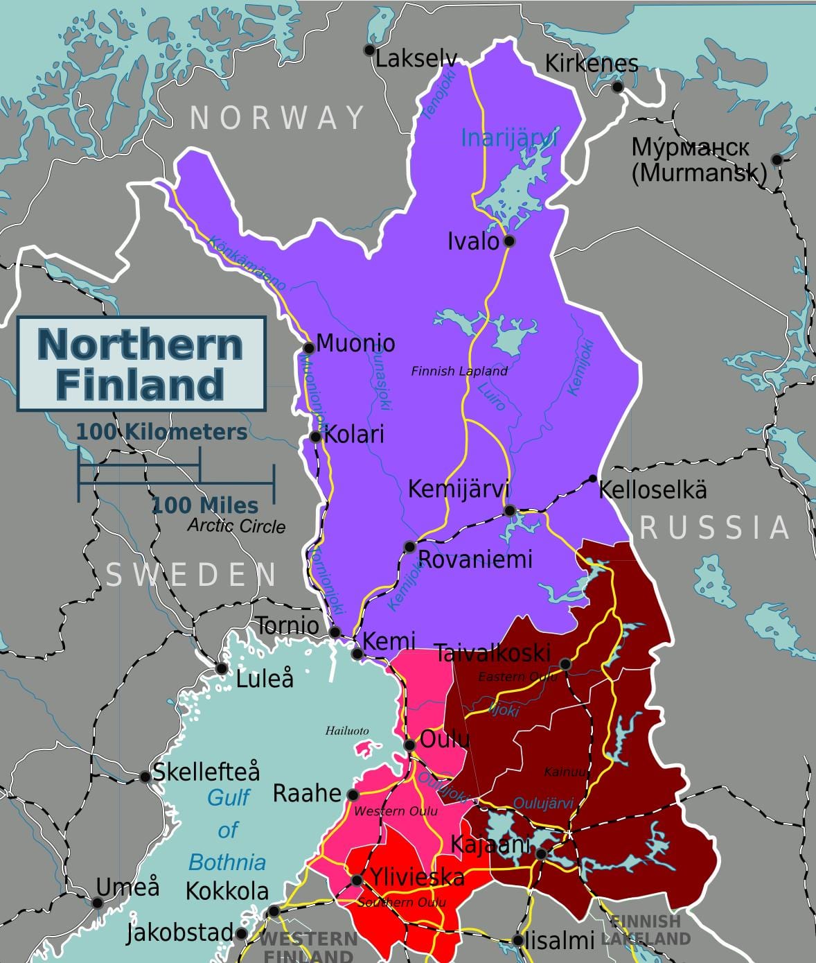 Mapa na sjeveru Finska