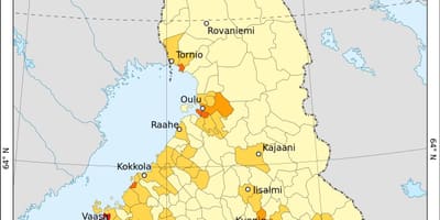Finska karta gustoće naseljenosti